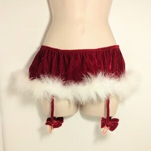 Fredericks of Hollywood Velvet & Feather Santa Skirt